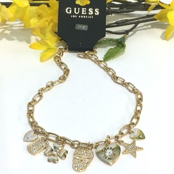 𝅺3/$29! Guess Necklace Skull, Shamrock, Stars - Picture 1 of 7